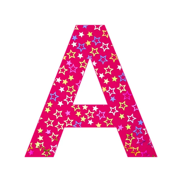 アルファベット文字A 輝く星とカラフルなパーティーコンフェッティ — ストック写真