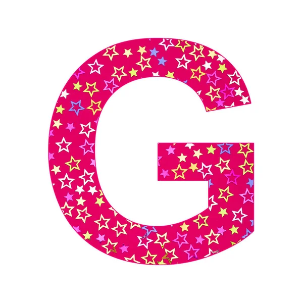 アルファベット文字G 輝く星とカラフルなパーティーコンフェッティ — ストック写真
