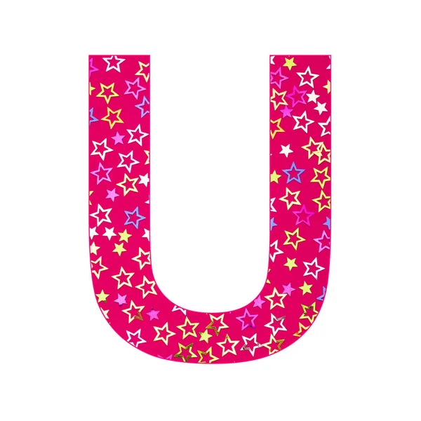 アルファベット文字U大文字 カラフルなコンフェッティと誕生日の背景 — ストック写真