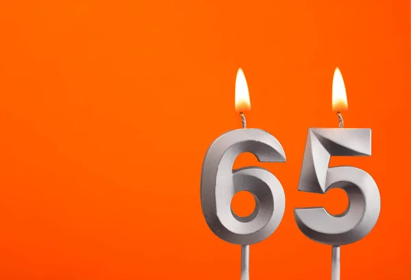 Número Vela Aniversario Plata Sobre Fondo Naranja — Foto de Stock