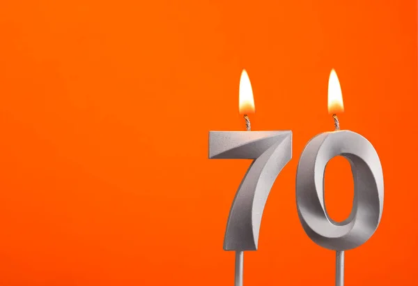 Kerze Nummer Geburtstag Auf Orangefarbenem Hintergrund — Stockfoto