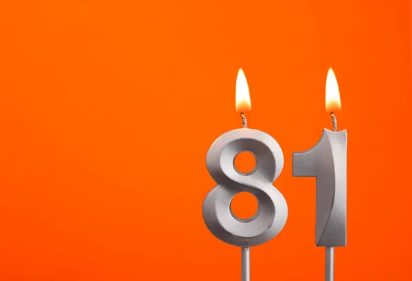 Nummer Silberne Kerze Auf Orangefarbenem Hintergrund — Stockfoto