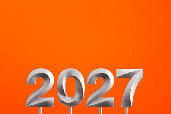 Logros Para Nuevo Año 2027 Número Plata Color Naranja Espumoso — Foto de Stock