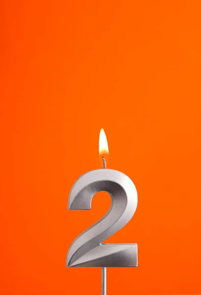 Candela Numero Compleanno Sfondo Arancione Schiumoso — Foto Stock