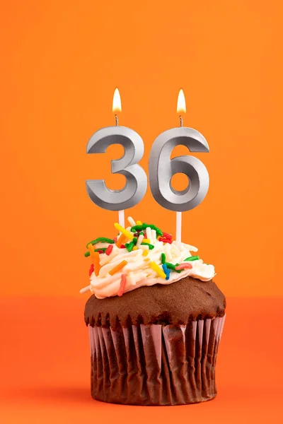 Birthday Cake Candle Number Orange Foamy Background — Stock Photo, Image
