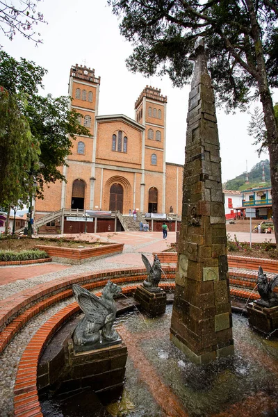 Jerico Antioquia Colômbia Abril 2023 Catedral Virgem Mercedes Localizada Parque — Fotografia de Stock