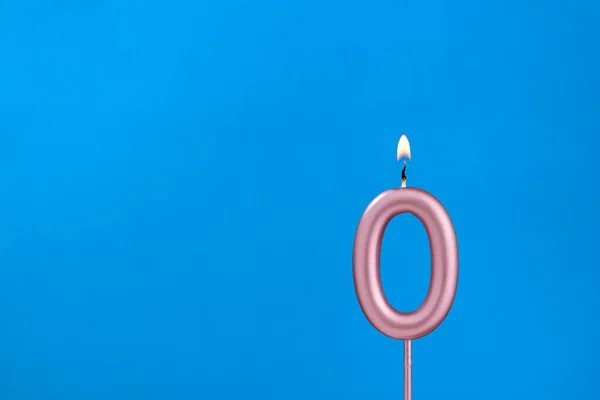 Candle number 0 - Birthday in blues foamy background