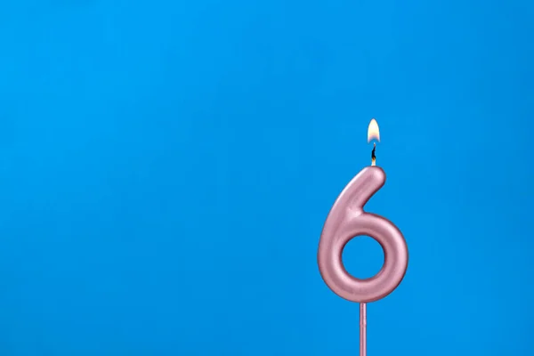 Candela Numero Compleanno Sfondo Blu Schiumoso — Foto Stock