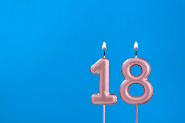 Kerze Nummer Geburtstag Bluesschäumenden Hintergrund — Stockfoto