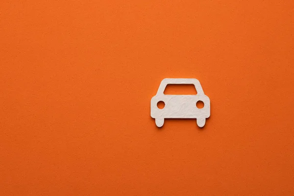 Λευκό Εικονίδιο Αυτοκινήτου Πορτοκαλί Χρώμα Φόντο Έννοια Μεταφοράς Γραφικό Πόρο — Φωτογραφία Αρχείου