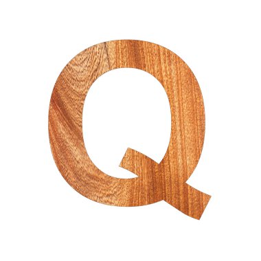 Meşe ağacı dokusunda büyük harf Q - Beyaz arkaplan