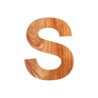 Meşe ağacı dokusunda büyük harf S - Beyaz arkaplan