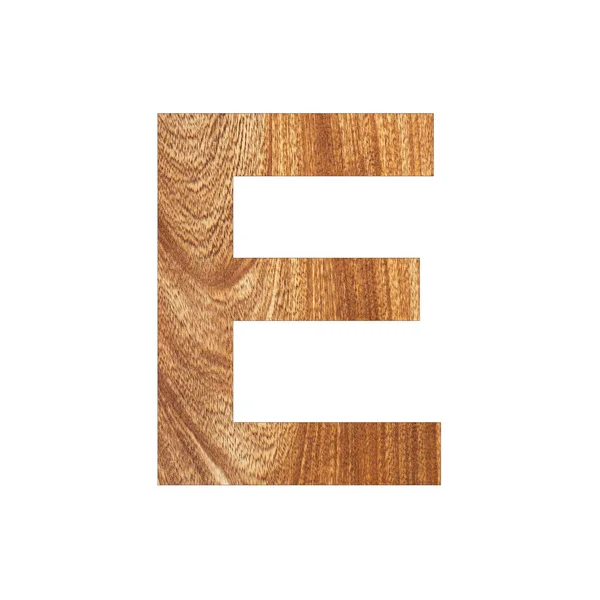 樫の木のテクスチャ上の大文字のE 白の背景 — ストック写真