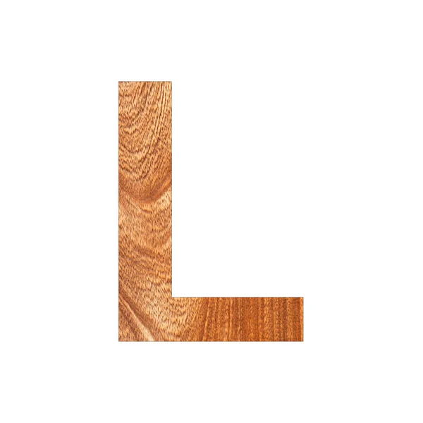 キャピタルレターL Oak Woodテクスチャ 白の背景 — ストック写真