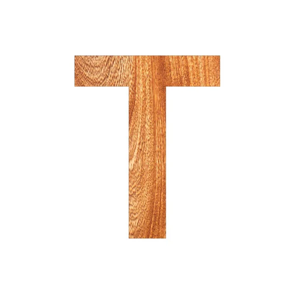 樫の木のテクスチャ上の大文字T 白の背景 — ストック写真