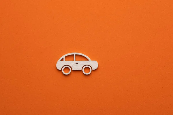 Иконка Белого Автомобиля Фоне Оранжевого Цвета Концепция Транспортировки Графический Ресурс — стоковое фото