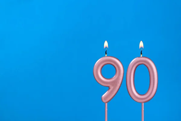 Candle number 90 - Birthday in blues foamy background