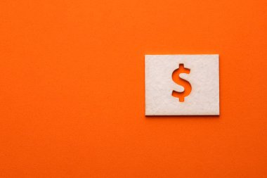 Turuncu arkaplanda dolar işareti - Dolar işareti olan para simgesi, tasarım için grafik kaynağı