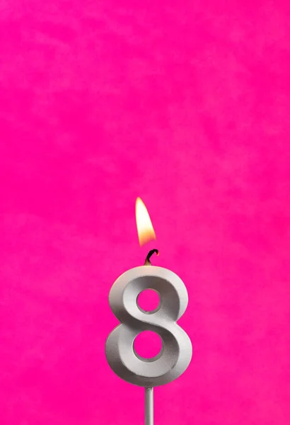 Number Candle Birthday Celebration Fuchsia Background — Stock Photo, Image