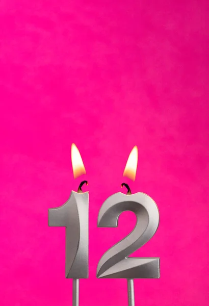 Číslo Svíčka Narozeniny Oslava Pozadí Fuchsie — Stock fotografie