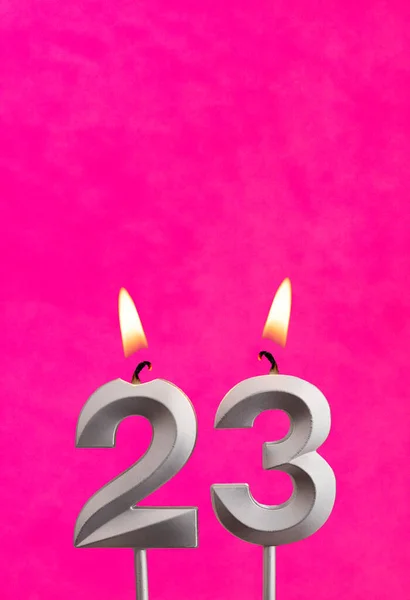 Nummer Kerze Geburtstagsfeier Auf Fuchsianischem Hintergrund — Stockfoto
