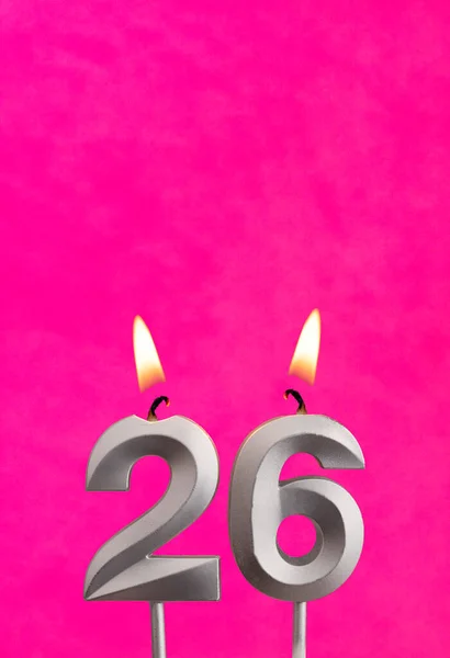 Candle Flame Silver Anniversary Candle Fuchsia Background — Stock Photo, Image