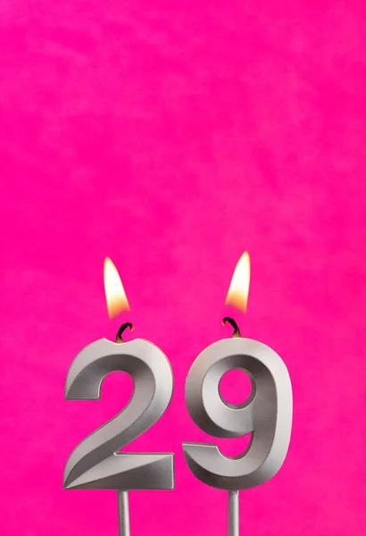 Vela Número Celebración Cumpleaños Sobre Fondo Fucsia — Foto de Stock