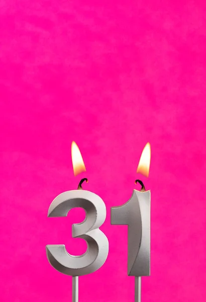 Vela Número Celebración Cumpleaños Sobre Fondo Fucsia — Foto de Stock