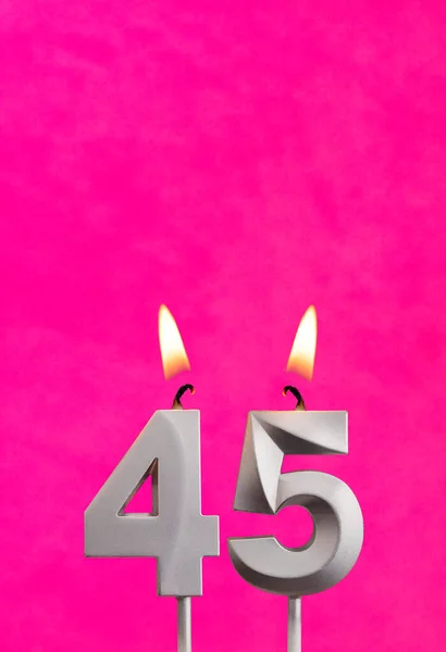 Number Κερί Γενέθλια Γιορτή Φούξια Φόντο — Φωτογραφία Αρχείου