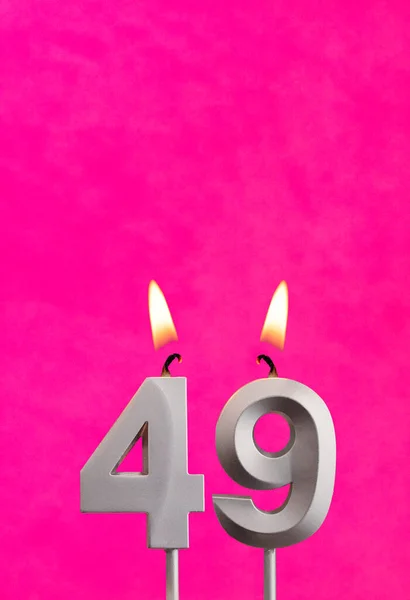 Número Vela Celebração Aniversário Fundo Fúcsia — Fotografia de Stock