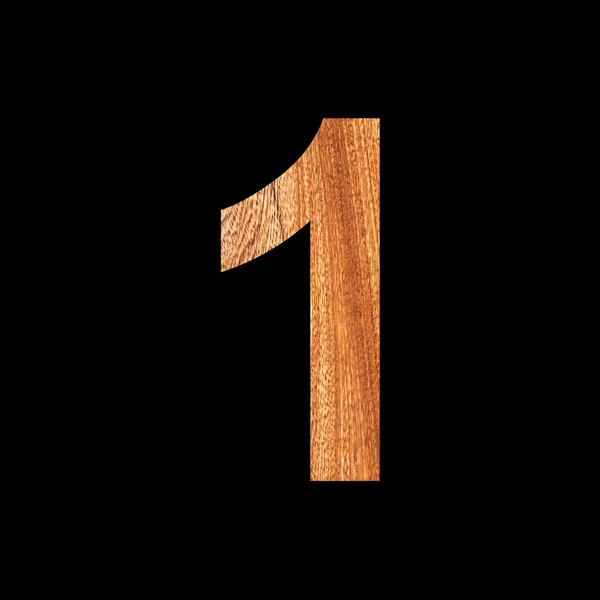 Číslo Jedna Jednička Dubovém Dřevě Černé Pozadí — Stock fotografie
