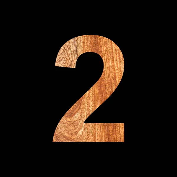Number two - The 2 in oak wood. Black background