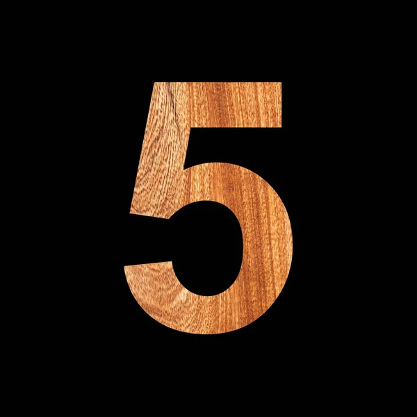 Nummer Vijf Eikenhout Zwarte Achtergrond — Stockfoto