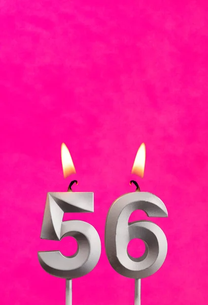 Candle Flame Silver Anniversary Candle Fuchsia Background — Stock Photo, Image
