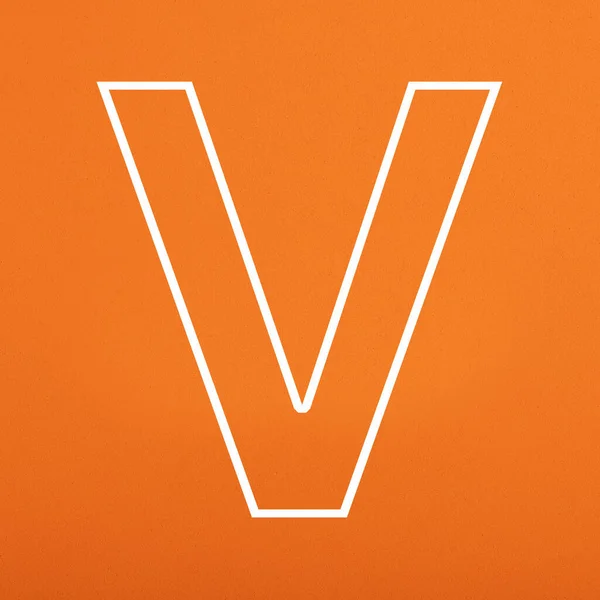 橙色泡沫背景的白色字母V大写字母 — 图库照片