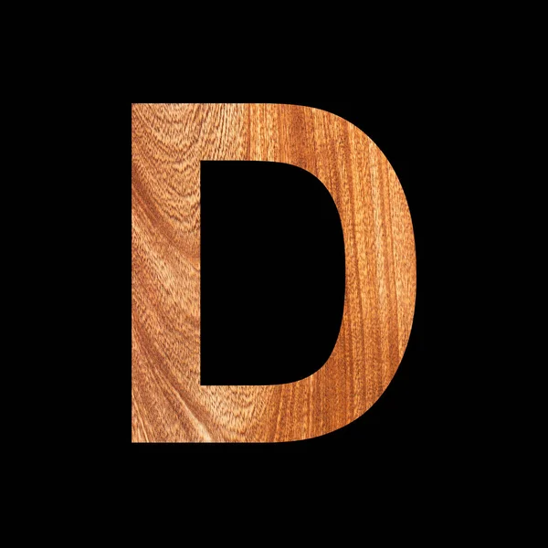 橡木背景的大写字母D 黑色背景 — 图库照片