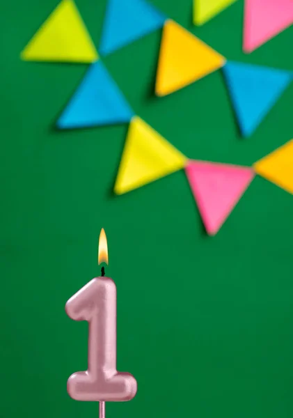 Свеча Номер День Рождения Зеленом Фоне — стоковое фото