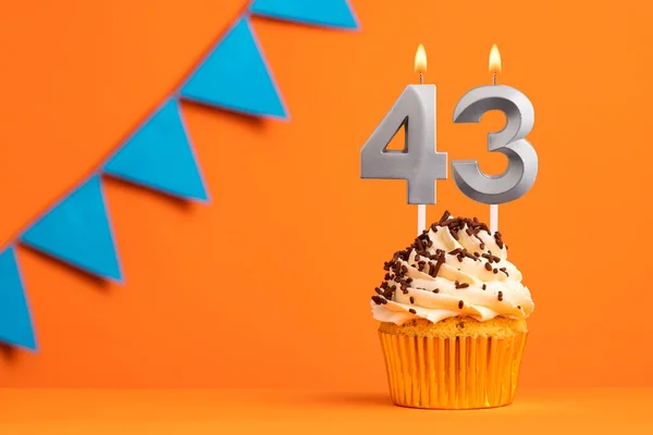 Ljus Nummer Tårta Födelsedag Orange Bakgrund — Stockfoto