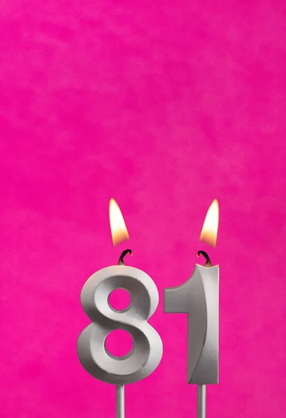 Kaars Nummer Verjaardag Fuchsia Achtergrond — Stockfoto