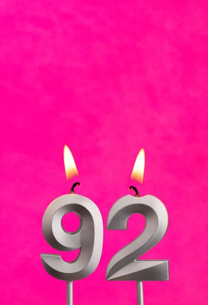 Bougie Avec Flamme Carte Anniversaire Fond Fuchsia — Photo