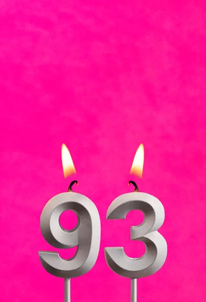 キャンドル番号93 フクシアの背景に誕生日のお祝い — ストック写真