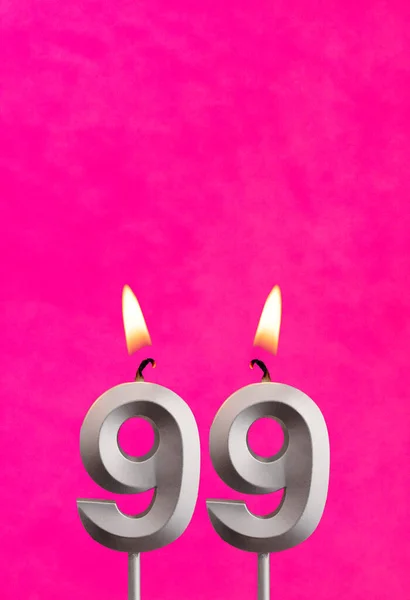 Kerze Nummer Geburtstagsfeier Auf Fuchsiafarbenem Hintergrund — Stockfoto