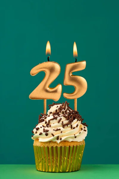 Birthday Candle Number Vertical Anniversary Card Green Background — Stock Photo, Image