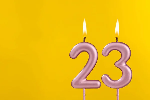 Birthday Candle Number Birthday Celebration Yellow Background — Stock Photo, Image