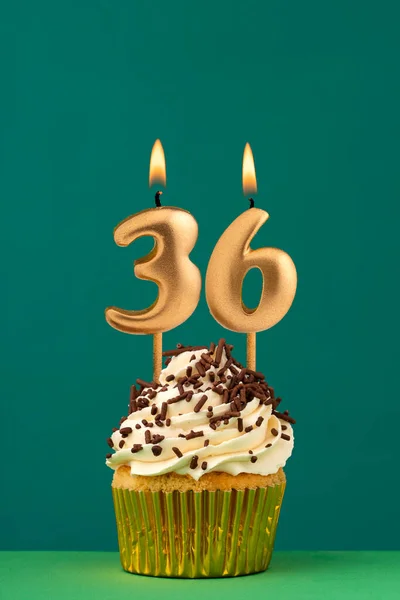 Birthday Card Candle Number Green Background — Stock Photo, Image