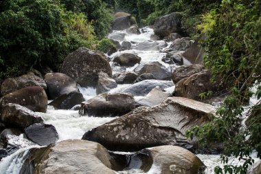 Dağdan gelen taşlarla dolu hızlı nehir - Tamesis Antioquia