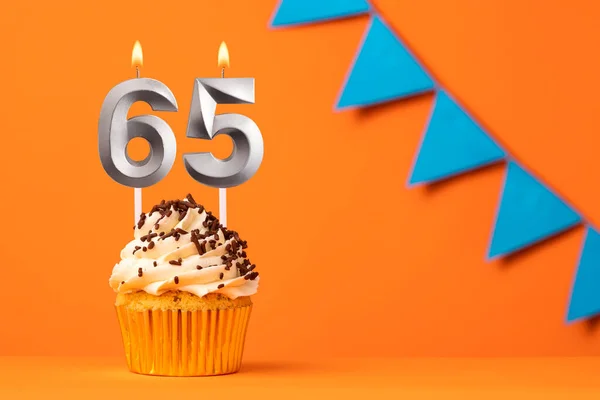 Candle Number Cake Birthday Orange Background — 图库照片