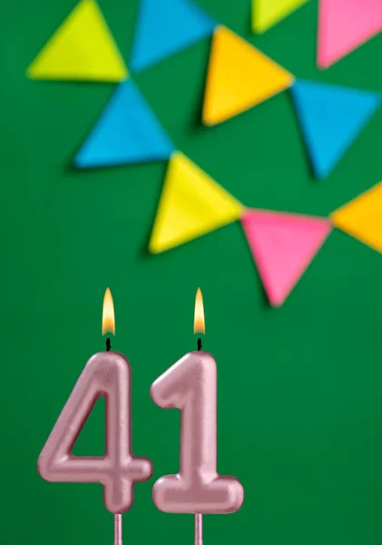Número Vela Celebração Aniversário Fundo Verde — Fotografia de Stock
