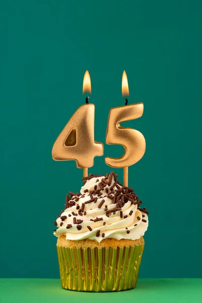 Birthday Candle Number Vertical Anniversary Card Green Background — Stock Photo, Image