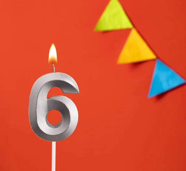 Geburtstagskarte Nummer Kerze Auf Orangefarbenem Hintergrund — Stockfoto